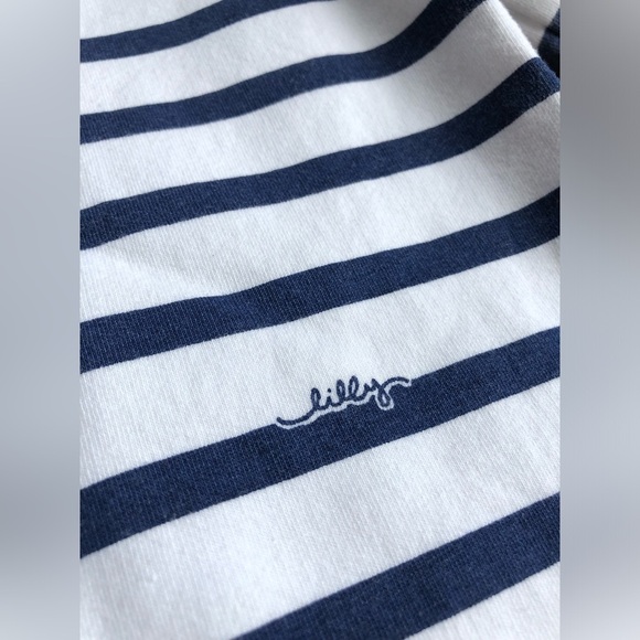 Lilly Pulitzer Girls M (6-7) Little Devon Dress Resort White Serene Stripe - Picture 12 of 13